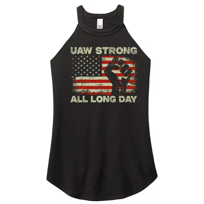 Flag Usa Uaw Strong All Long Day Uaw Strike Vintage Women’s Perfect Tri Rocker Tank