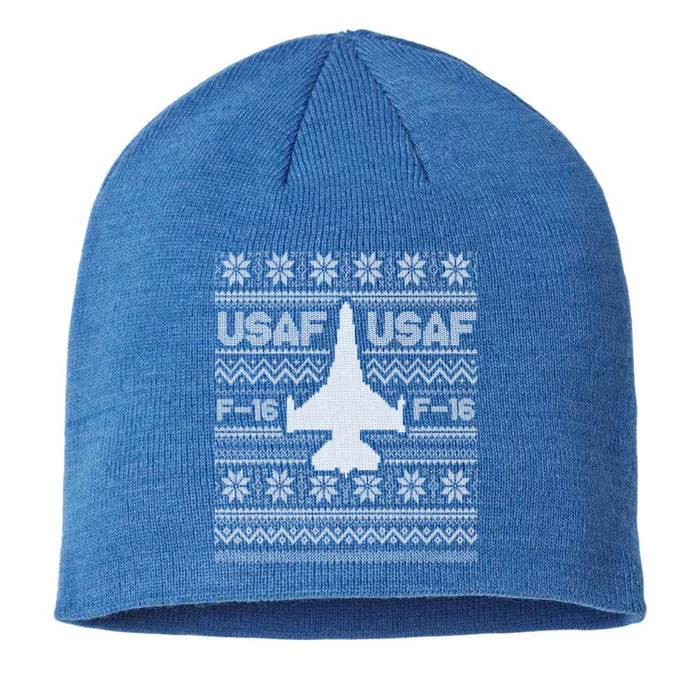 F16 Usaf Ugly Christmas Sweater Gift Fighter Pilot 8 1/2in Sustainable Knit Beanie