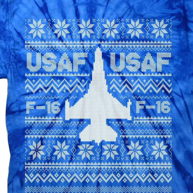 F16 Usaf Ugly Christmas Sweater Gift Fighter Pilot Tie-Dye T-Shirt