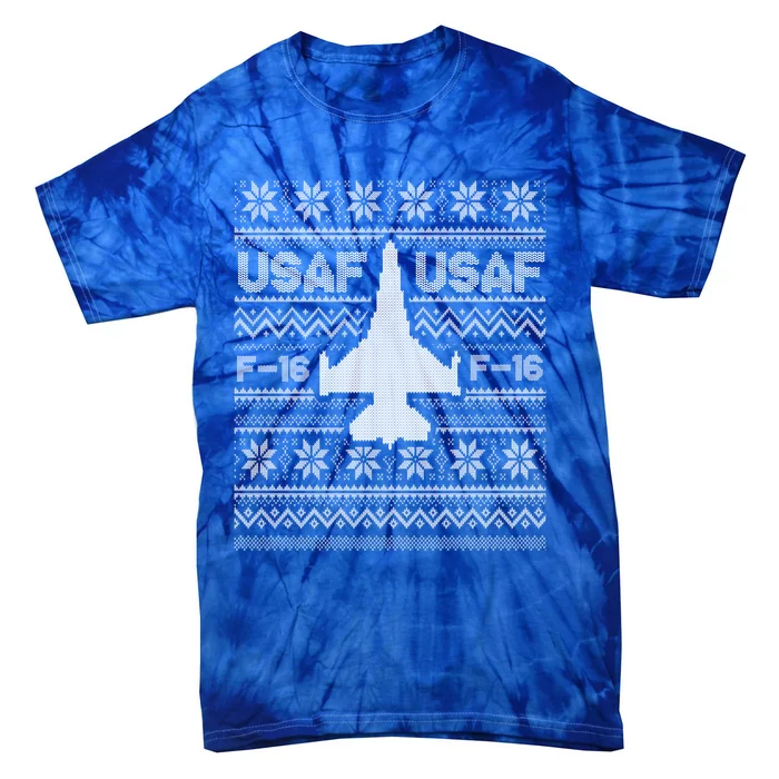 F16 Usaf Ugly Christmas Sweater Gift Fighter Pilot Tie-Dye T-Shirt