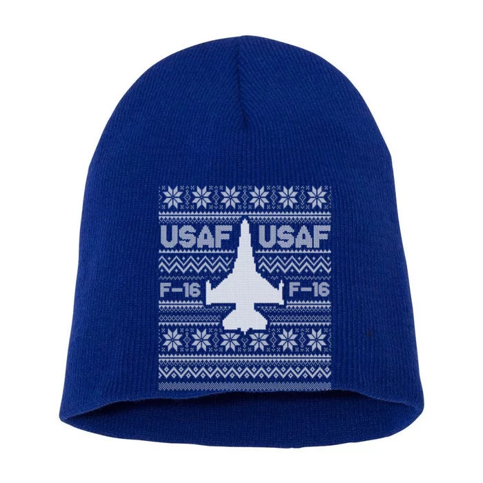 F16 Usaf Ugly Christmas Sweater Gift Fighter Pilot Short Acrylic Beanie