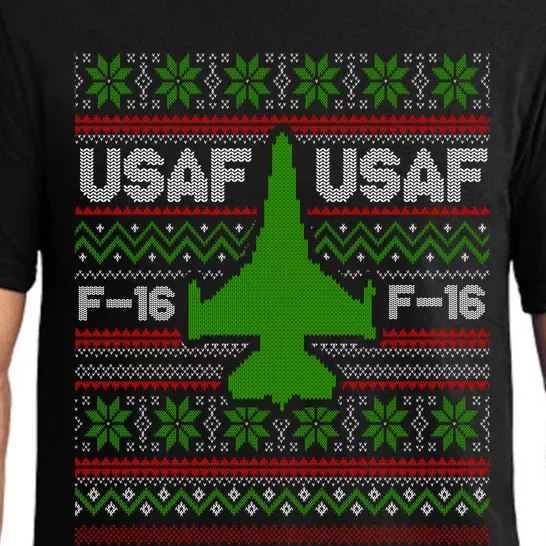 F16 Usaf Ugly Christmas Sweater Funny Gift Fighter Pilot Pajama Set