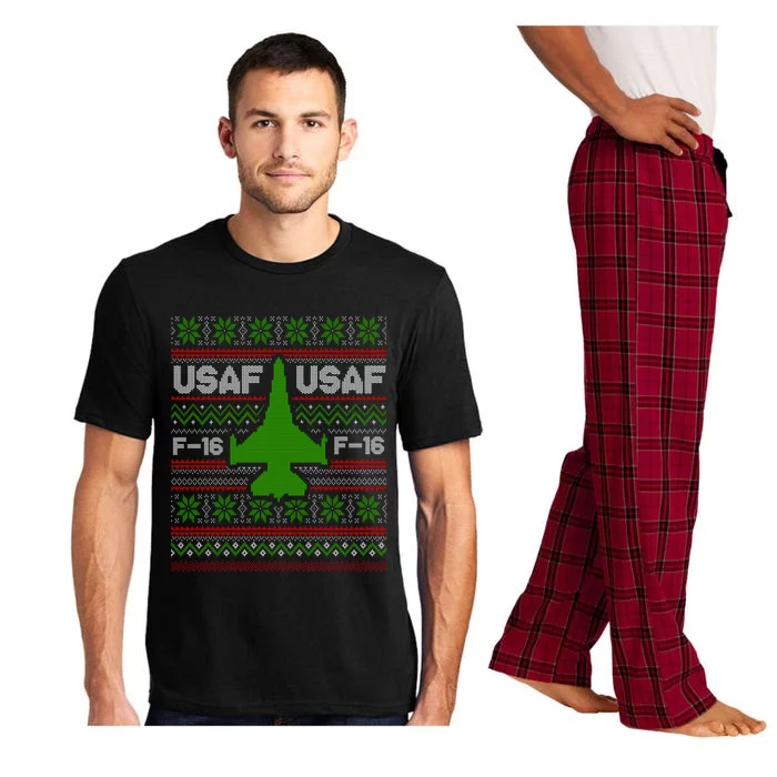 F16 Usaf Ugly Christmas Sweater Funny Gift Fighter Pilot Pajama Set