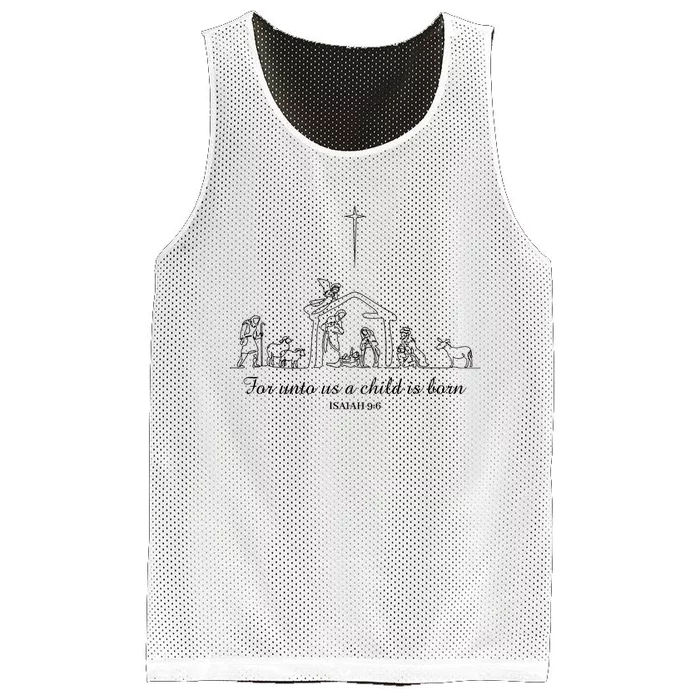 For Unto Us A Child Is Born Isaiah 96 Merry Christmas Mesh Reversible Basketball Jersey Tank