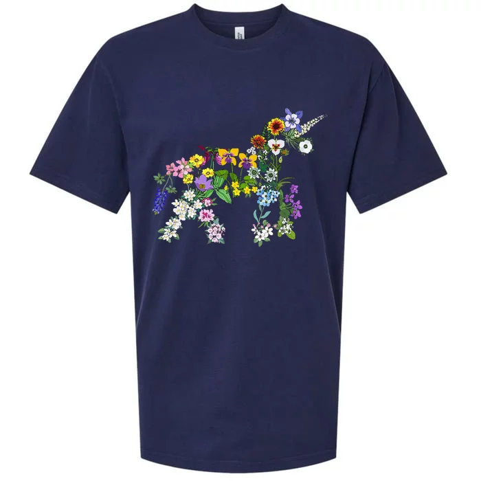 Floral Unicorn Wildflowers Flower Unicorn Shape Sueded Cloud Jersey T-Shirt