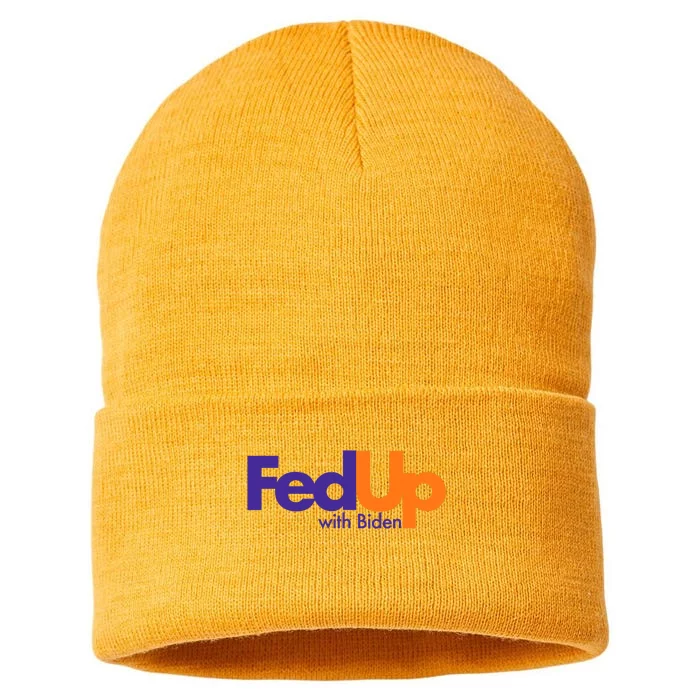 Fed Up With Biden Funny Sustainable Knit Beanie