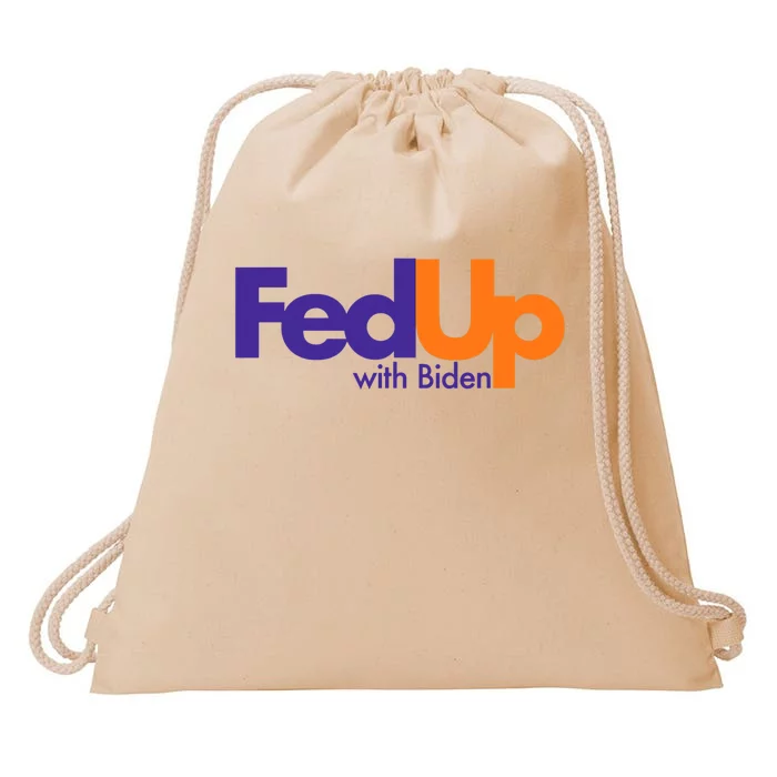 Fed Up With Biden Funny Drawstring Bag