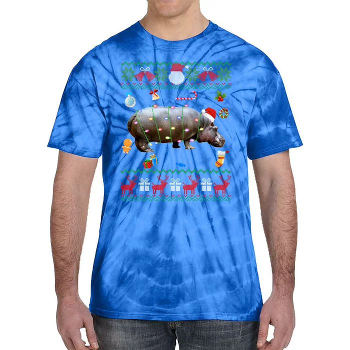 Funny Ugly Xmas Sweater Animals Lights Christmas Hippo Meaningful Gift Tie-Dye T-Shirt