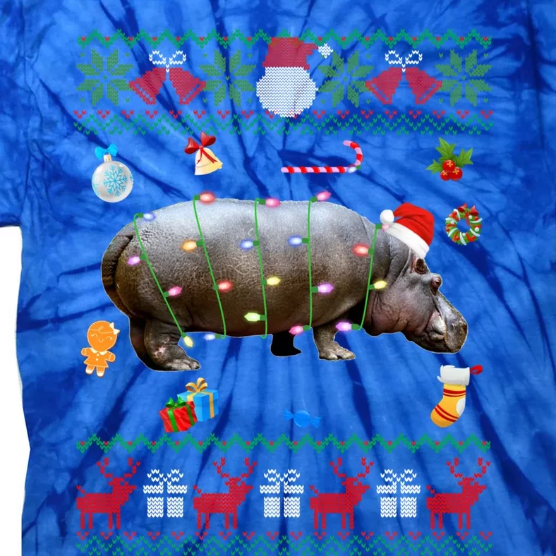 Funny Ugly Xmas Sweater Animals Lights Christmas Hippo Meaningful Gift Tie-Dye T-Shirt