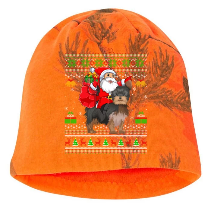 Funny Ugly Xmas Santa Riding Yorkshire Terrier Dog Christmas Gift Kati - Camo Knit Beanie