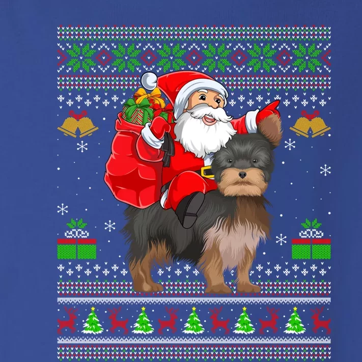 Funny Ugly Xmas Santa Riding Yorkshire Terrier Dog Christmas Gift Toddler Long Sleeve Shirt