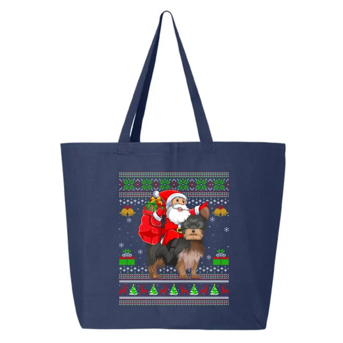 Funny Ugly Xmas Santa Riding Yorkshire Terrier Dog Christmas Gift 25L Jumbo Tote