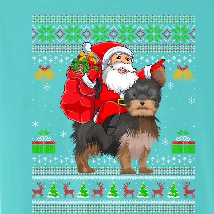 Funny Ugly Xmas Santa Riding Yorkshire Terrier Dog Christmas Gift ChromaSoft Performance T-Shirt