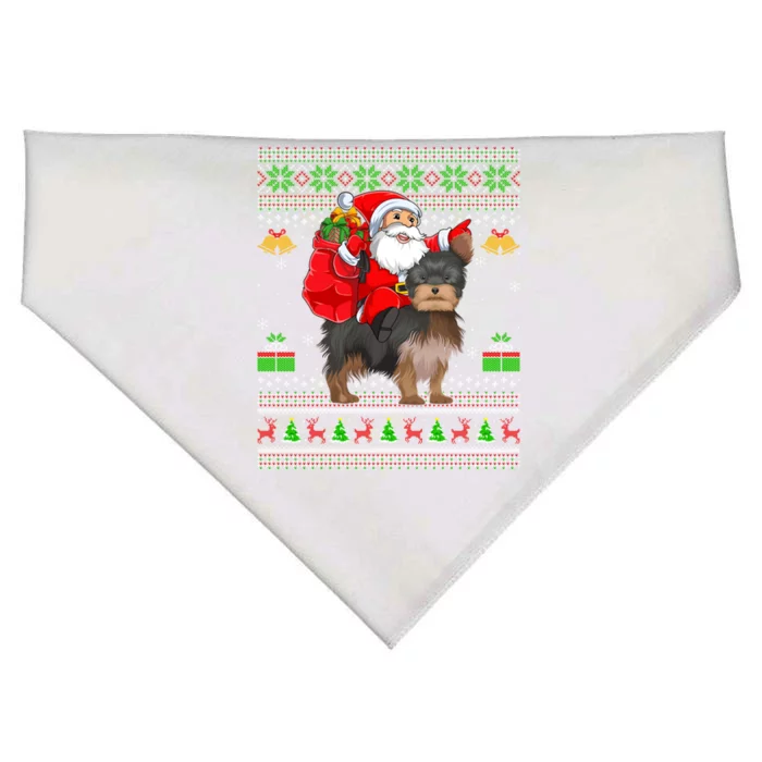 Funny Ugly Xmas Santa Riding Yorkshire Terrier Dog Christmas Gift USA-Made Doggie Bandana