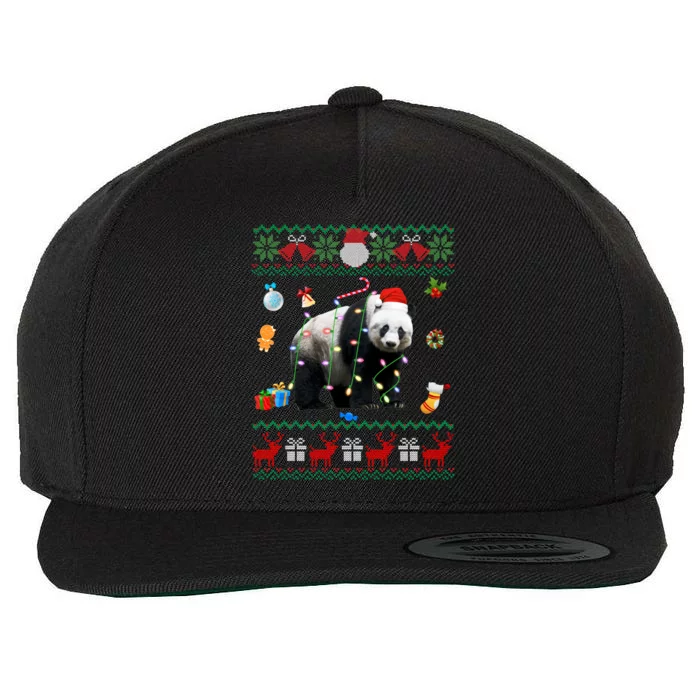 Funny Ugly Xmas Sweater Animals Lights Christmas Panda Bear Great Gift Wool Snapback Cap