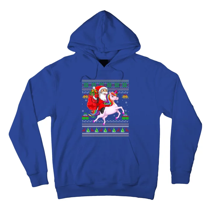 Funny Ugly Xmas Santa Riding Unicorn Christmas Gift Hoodie