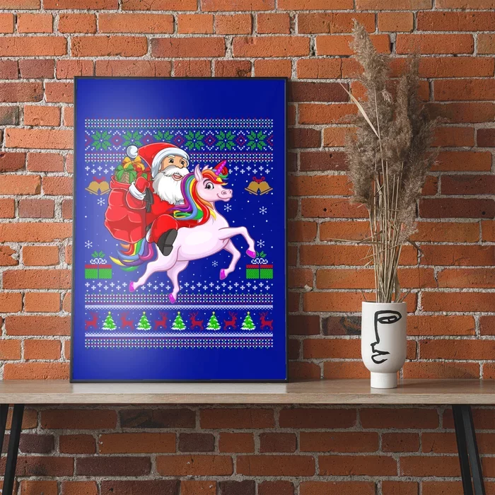 Funny Ugly Xmas Santa Riding Unicorn Christmas Gift Poster