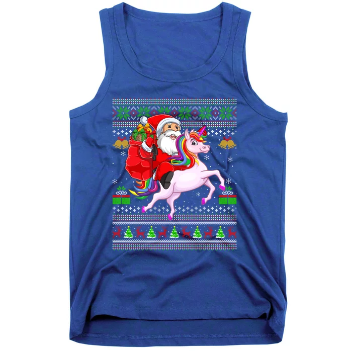 Funny Ugly Xmas Santa Riding Unicorn Christmas Gift Tank Top