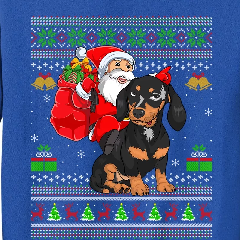 Funny Ugly Xmas Santa Riding Dachshund Dog Christmas Gift Tall Sweatshirt