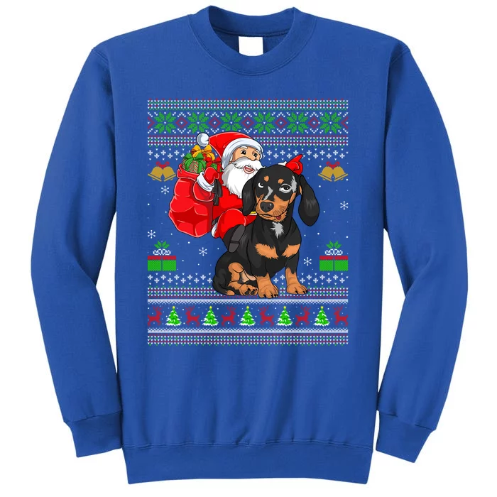 Funny Ugly Xmas Santa Riding Dachshund Dog Christmas Gift Tall Sweatshirt