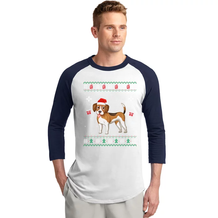 Funny Ugly Xmas Sweater Style Matching Beagle Dog Christmas Gift Baseball Sleeve Shirt