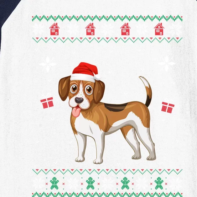 Funny Ugly Xmas Sweater Style Matching Beagle Dog Christmas Gift Baseball Sleeve Shirt