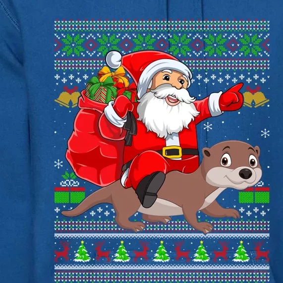 Funny Ugly Xmas Santa Riding Sea Otter Christmas Cool Gift Premium Hoodie