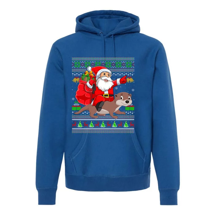 Funny Ugly Xmas Santa Riding Sea Otter Christmas Cool Gift Premium Hoodie