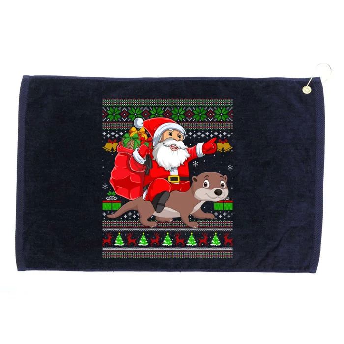 Funny Ugly Xmas Santa Riding Sea Otter Christmas Cool Gift Grommeted Golf Towel