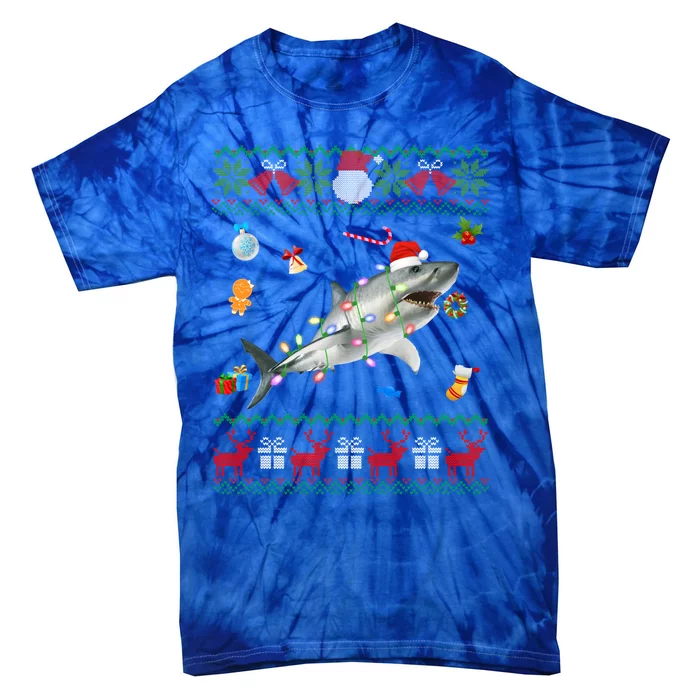 Funny Ugly Xmas Sweater Animals Lights Christmas Shark Cool Gift Tie-Dye T-Shirt