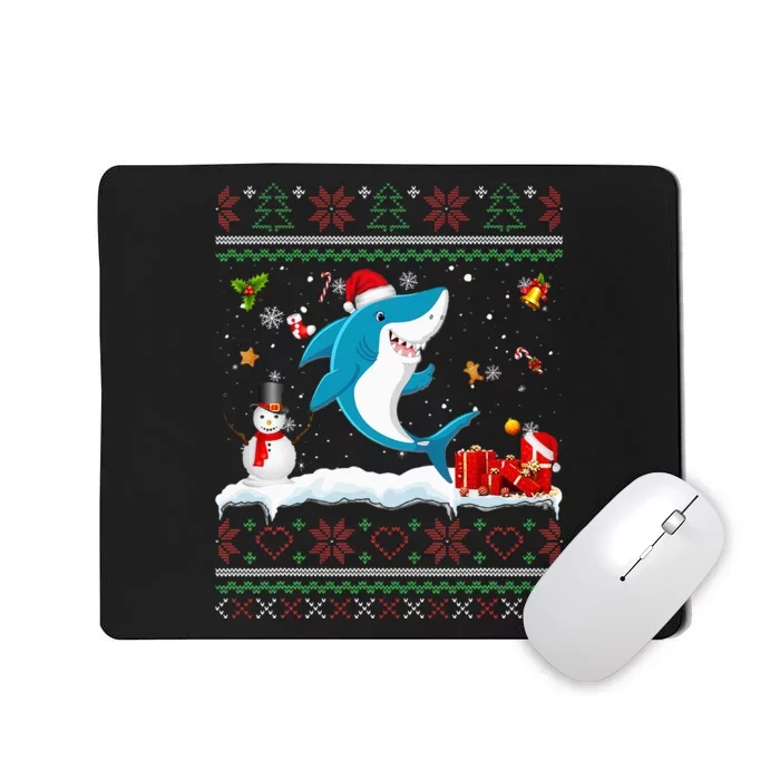 Funny Ugly Xmas Sweater Animals Lights Christmas Shark Mousepad