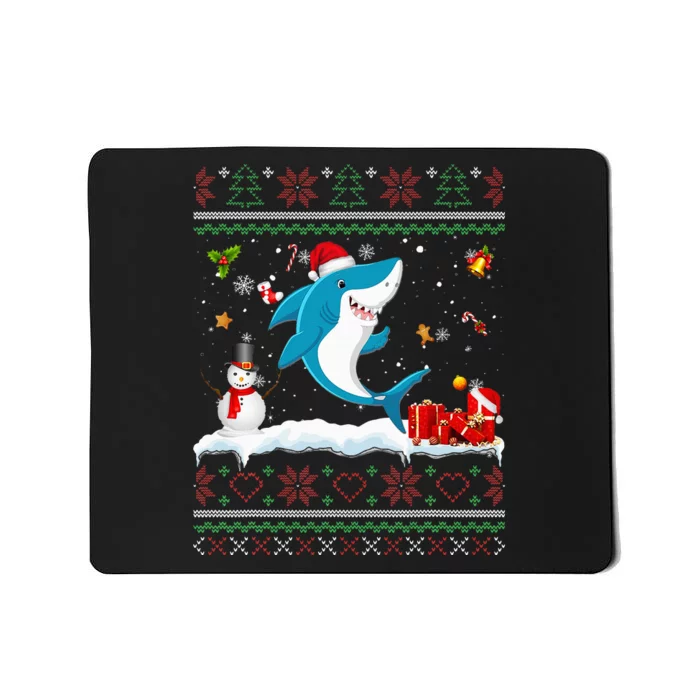 Funny Ugly Xmas Sweater Animals Lights Christmas Shark Mousepad