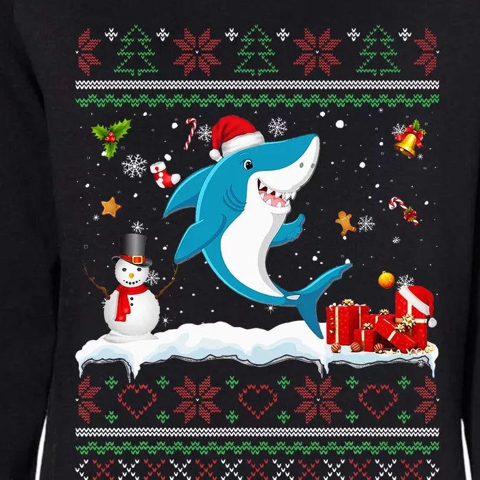 Funny Ugly Xmas Sweater Animals Lights Christmas Shark Womens California Wash Sweatshirt