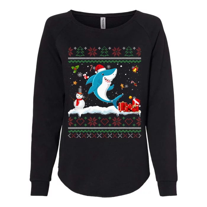 Funny Ugly Xmas Sweater Animals Lights Christmas Shark Womens California Wash Sweatshirt