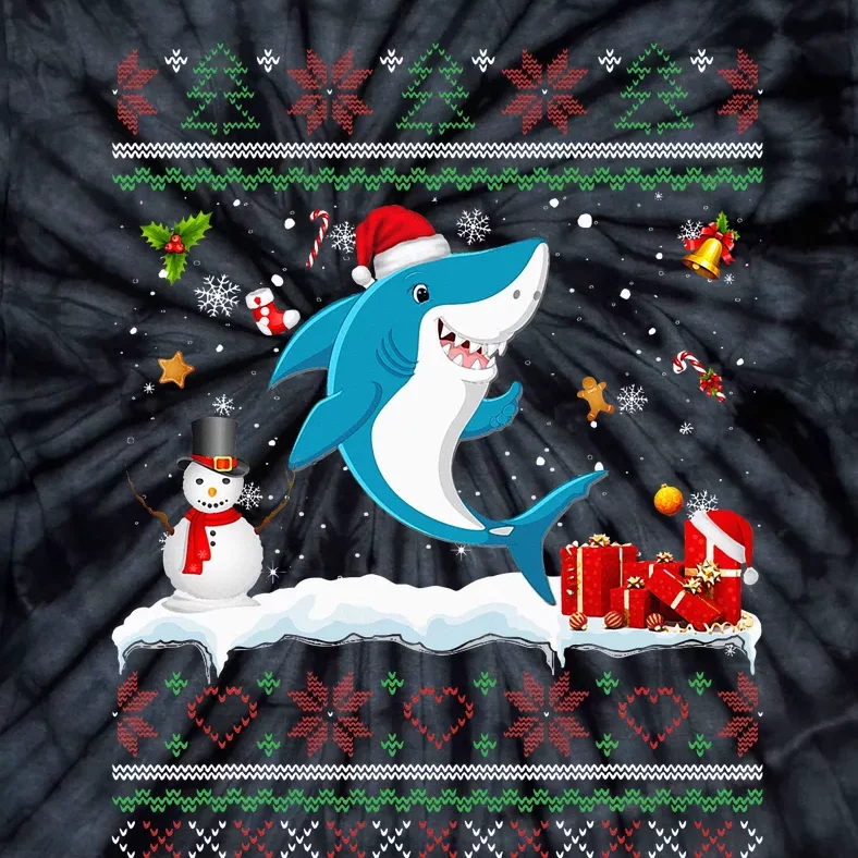 Funny Ugly Xmas Sweater Animals Lights Christmas Shark Tie-Dye T-Shirt