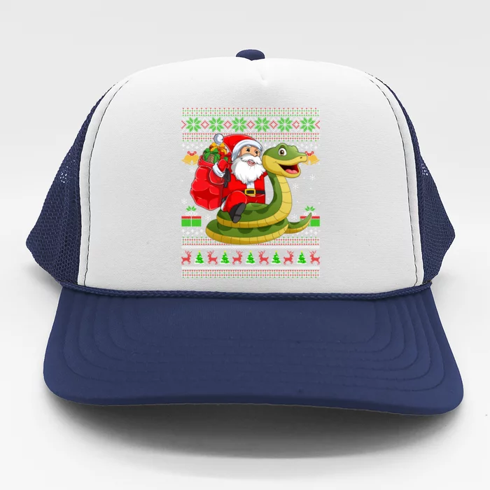 Funny Ugly Xmas Santa Riding Snake Christmas Gift Trucker Hat