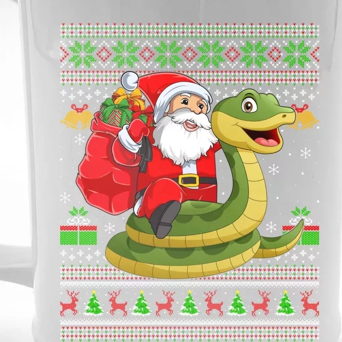 Funny Ugly Xmas Santa Riding Snake Christmas Gift Front & Back Beer Stein