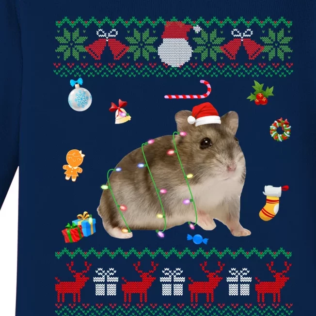 Funny Ugly Xmas Sweater Animals Lights Christmas Hamster Great Gift Baby Long Sleeve Bodysuit