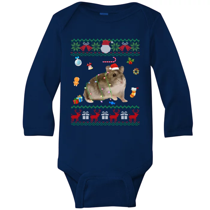 Funny Ugly Xmas Sweater Animals Lights Christmas Hamster Great Gift Baby Long Sleeve Bodysuit