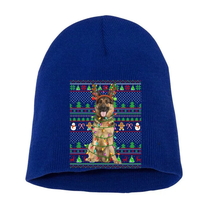 Funny Ugly Xmas Sweater Style Ger Shepherd Dog Christmas Gift Short Acrylic Beanie