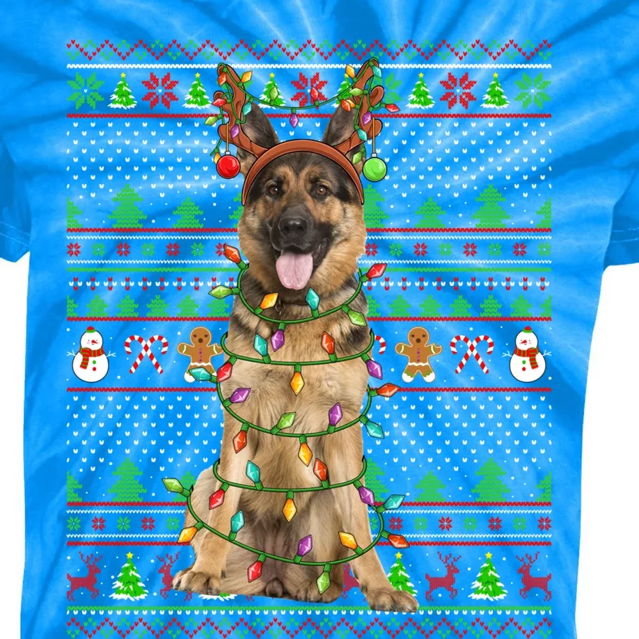 Funny Ugly Xmas Sweater Style Ger Shepherd Dog Christmas Gift Kids Tie-Dye T-Shirt