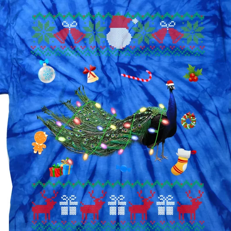 Funny Ugly Xmas Sweater Animals Lights Christmas Peacock Cute Gift Tie-Dye T-Shirt