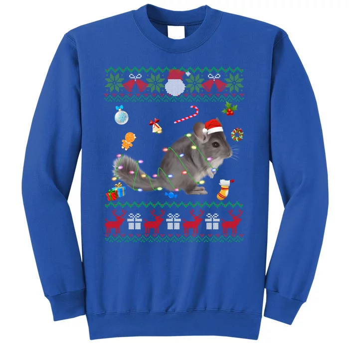 Funny Ugly Xmas Sweater Animals Lights Christmas Chinchilla Gift Tall Sweatshirt