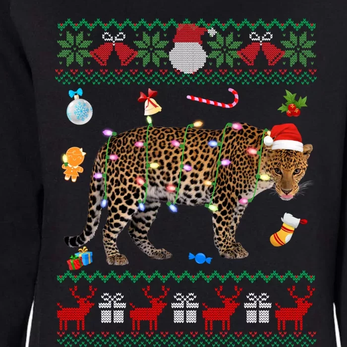 Funny Ugly Xmas Sweater Animals Lights Christmas Leopard Meaningful Gift Womens California Wash Sweatshirt