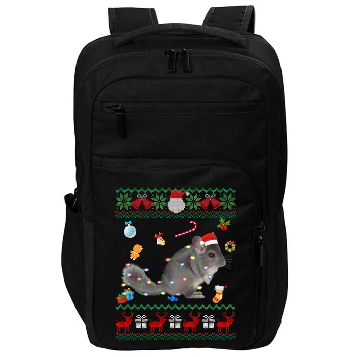 Funny Ugly Xmas Sweater Animals Lights Christmas Chinchilla Gift Impact Tech Backpack