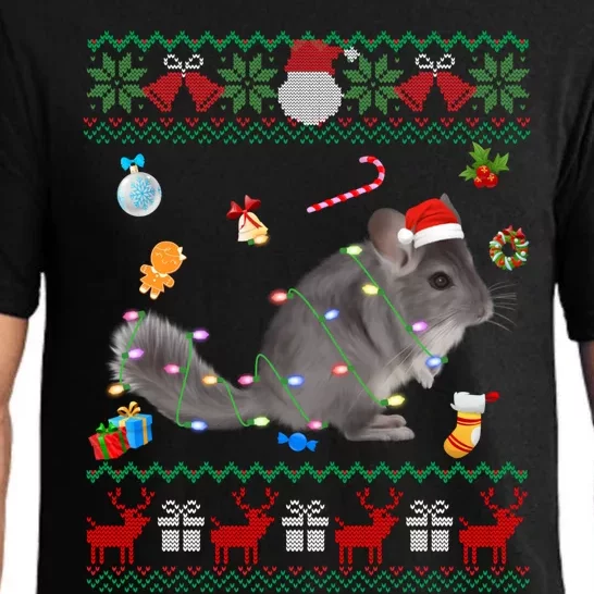 Funny Ugly Xmas Sweater Animals Lights Christmas Chinchilla Gift Pajama Set