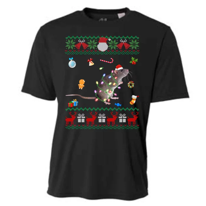 Funny Ugly Xmas Sweater Animals Lights Christmas Rat Gift Cooling Performance Crew T-Shirt