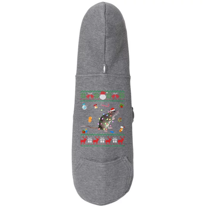 Funny Ugly Xmas Sweater Animals Lights Christmas Rat Gift Doggie 3-End Fleece Hoodie