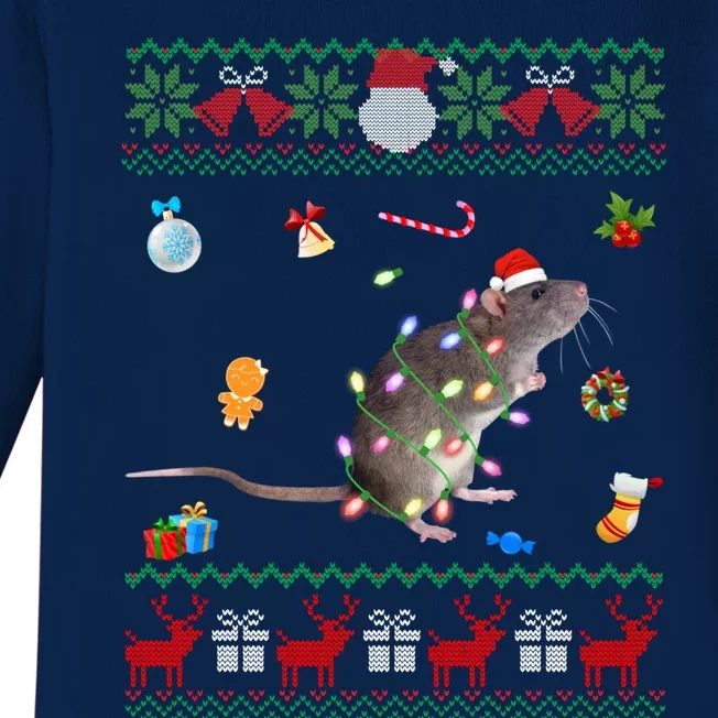 Funny Ugly Xmas Sweater Animals Lights Christmas Rat Gift Baby Long Sleeve Bodysuit