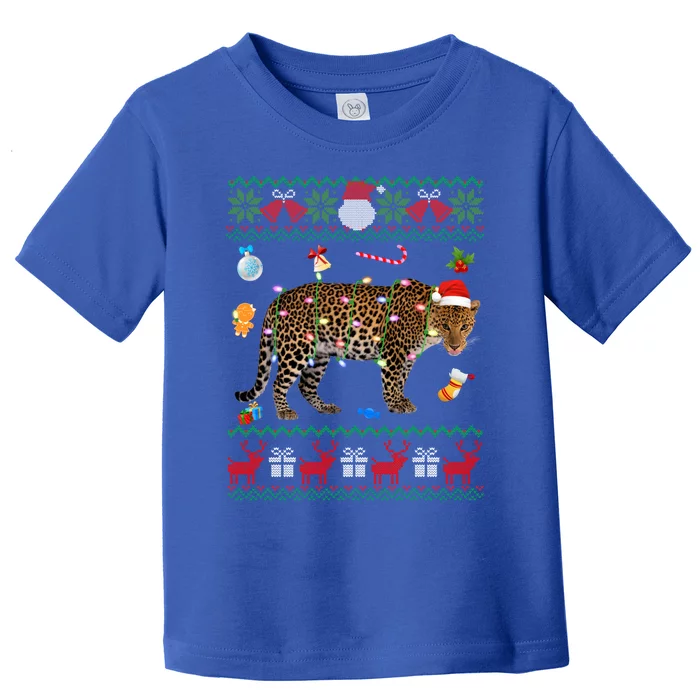 Funny Ugly Xmas Sweater Animals Lights Christmas Leopard Gift Toddler T-Shirt